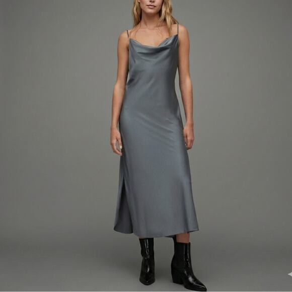 Anthropologie Dresses & Skirts - By Anthropologie Elyse Cowl Neck Slip Dress Carbon Gray Size XS